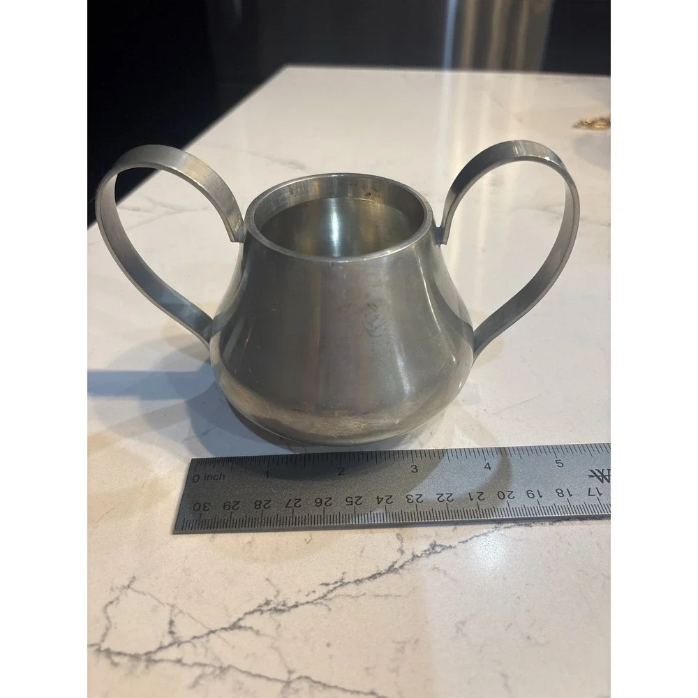 Pewter Sugar Bowl Creamer Two Handled Cup Serving